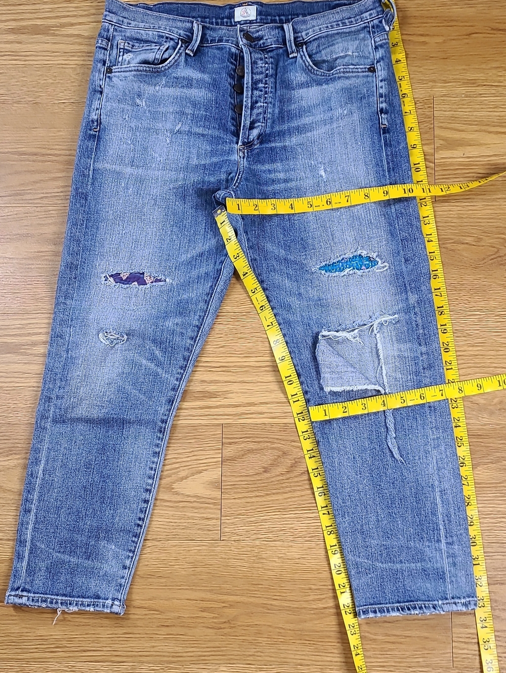 CITIZENS of HUMANITY COREY CROP SLOUCHY SLIM 25x22.5 DISTROYED WOMEN DENIM JEANS